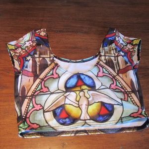 BlackMilk "Stained Glass" Cap Sleeve Crop Top